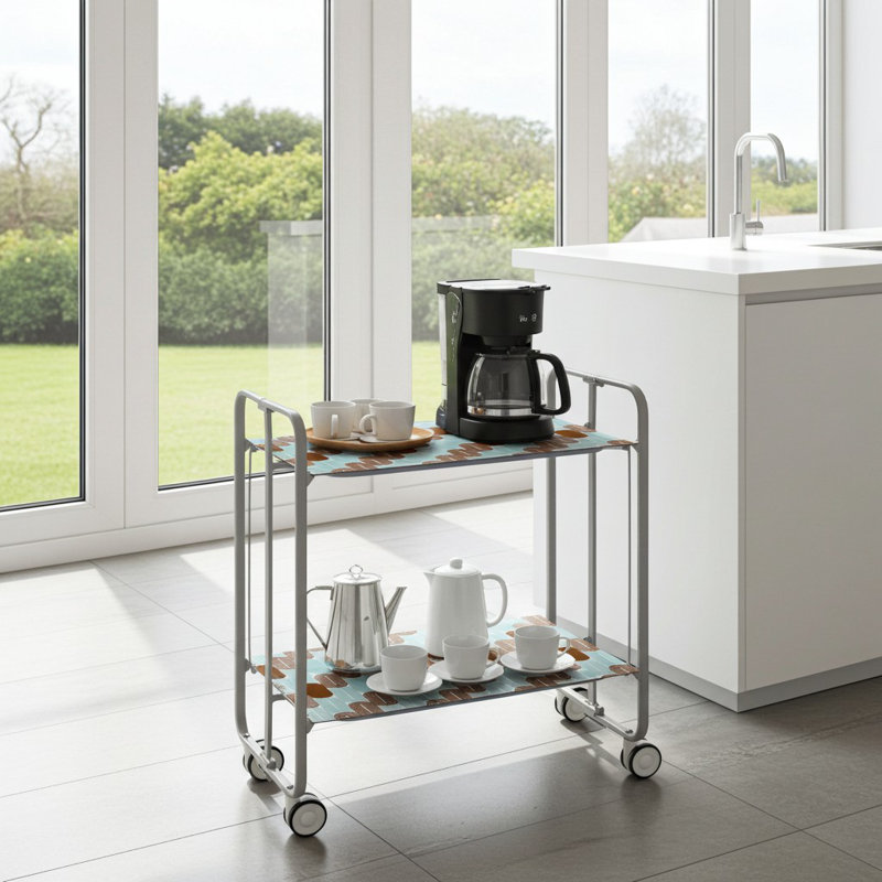 Yates Serving Cart, Teal, Grey