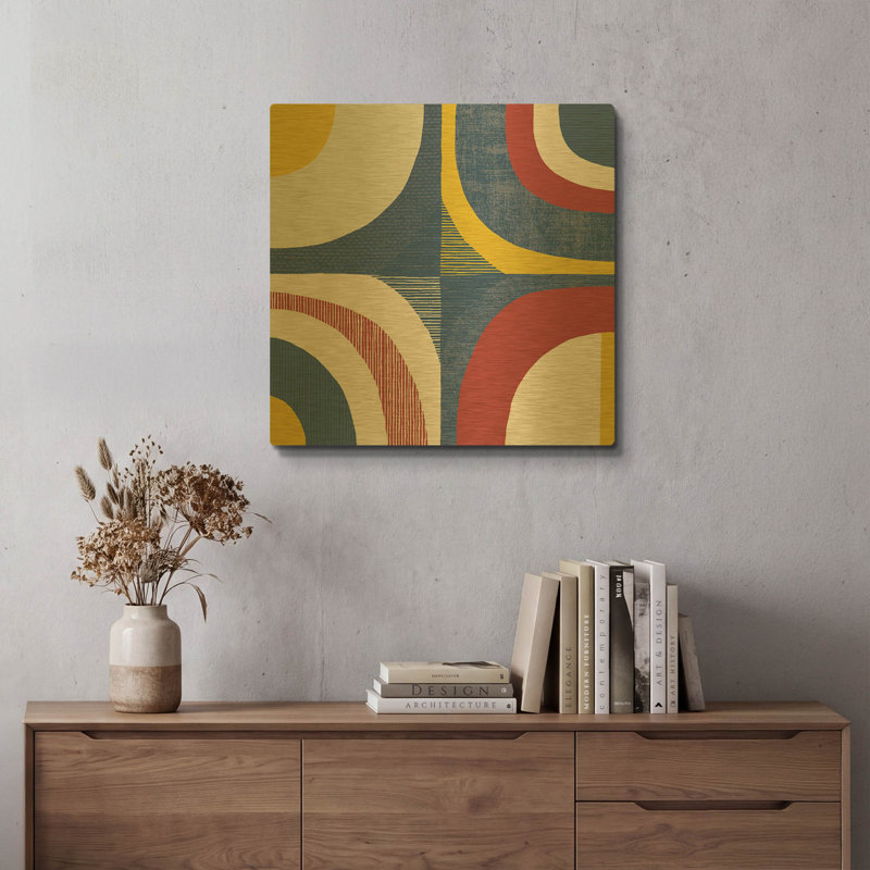 «Abstract Circles» par Wild Apple, art mural en métal doré, 24 po x 24 po, 24"x24"