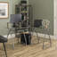 L-Shaped Glass Top Metal Base Computer Desk-29667029