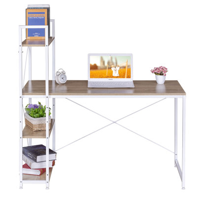 Computer Office Workstation 4 Shelves For Storage Study Writing Table Workstation Table For Home