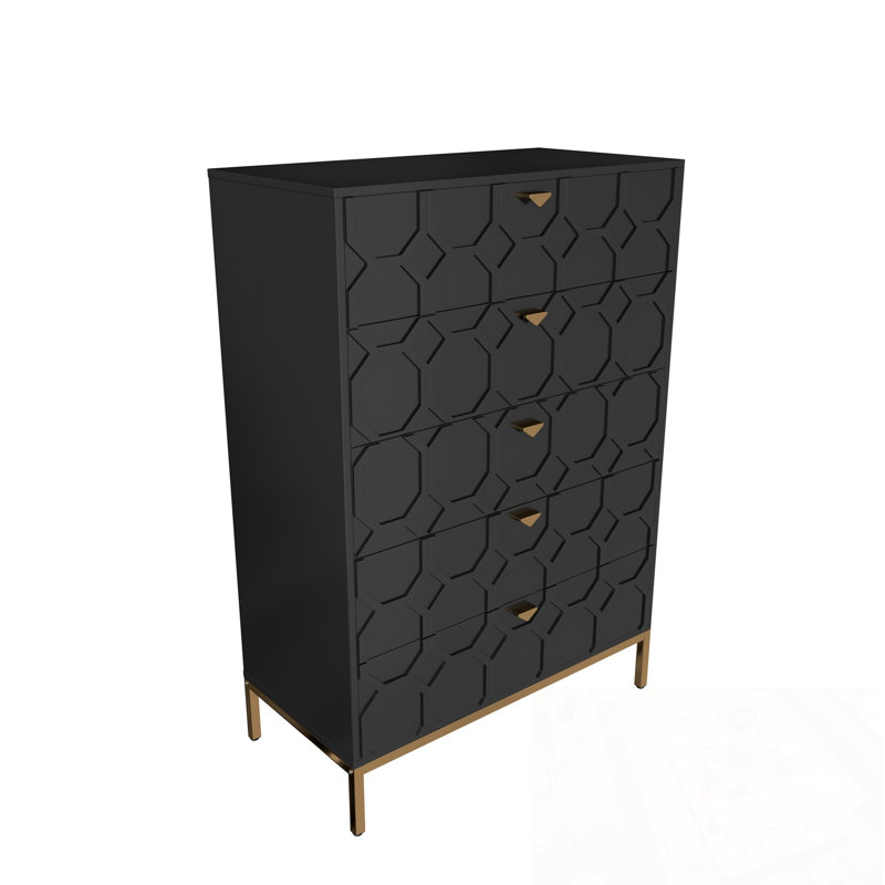 Commodes décoratives avec 5 tiroirs et poignées en métal