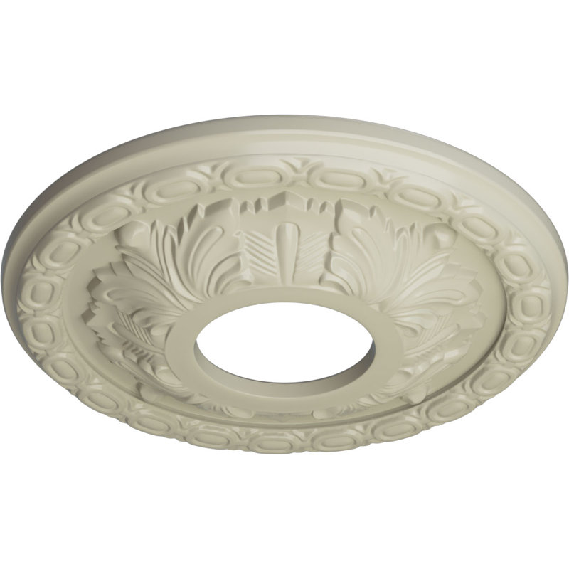 Médaillon de plafond Endurathane à feuilles, P 11 3/8 po x P 3 5/8 po x P 1 1/8 po (convient aux auvents jusqu'à 4 3/4 po), fini jaune clair peint à la main