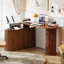 59" Reversible Computer Desk with Storage, L Shaped Multi-functional Desk with Sliding Door