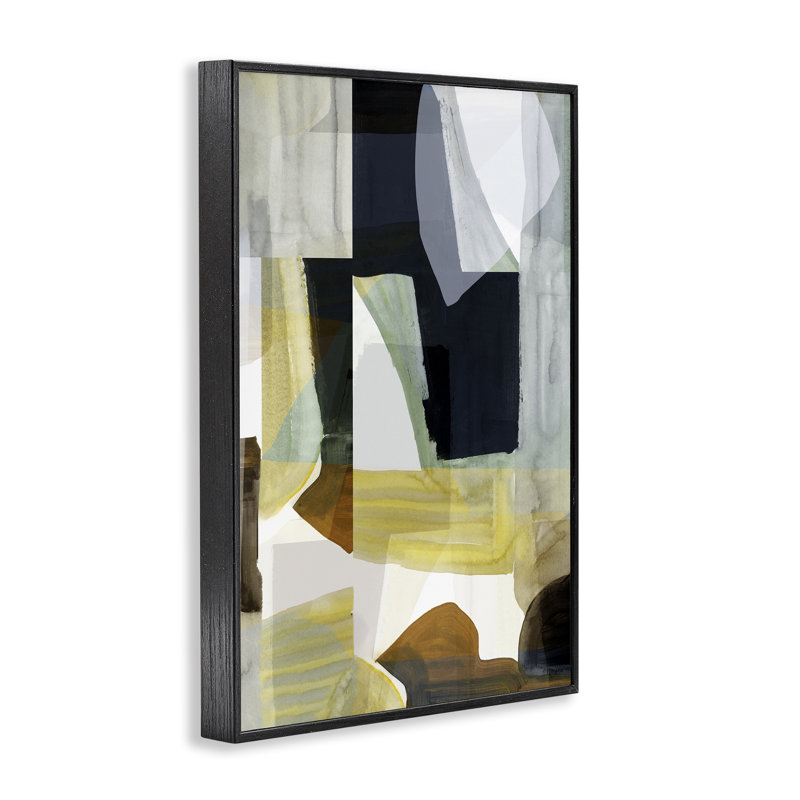 Art abstrait giclée encadrée brossée par cartissi, H 18 po x l 12 po, Giclée encadrée noir minuit