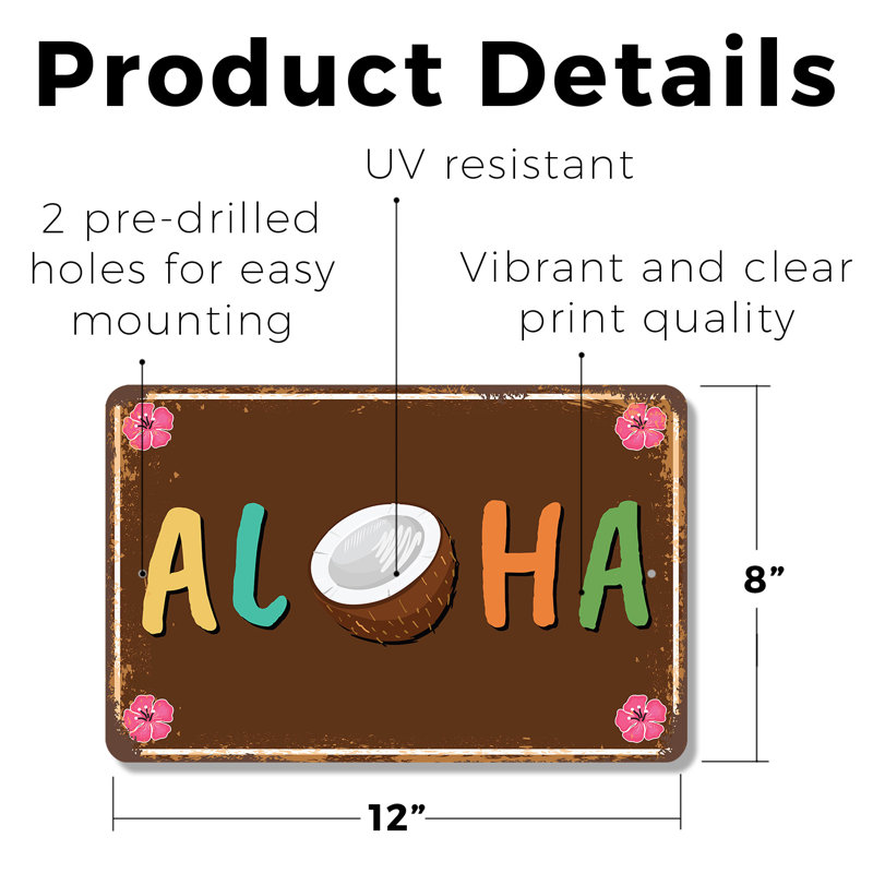 Aloha (paquet de 2) en plastique 8 po x 12 po