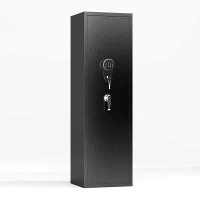Home Rifle & Pistol Safe with Password Lock, Interior Storage Shelves & Gun Racks, Black