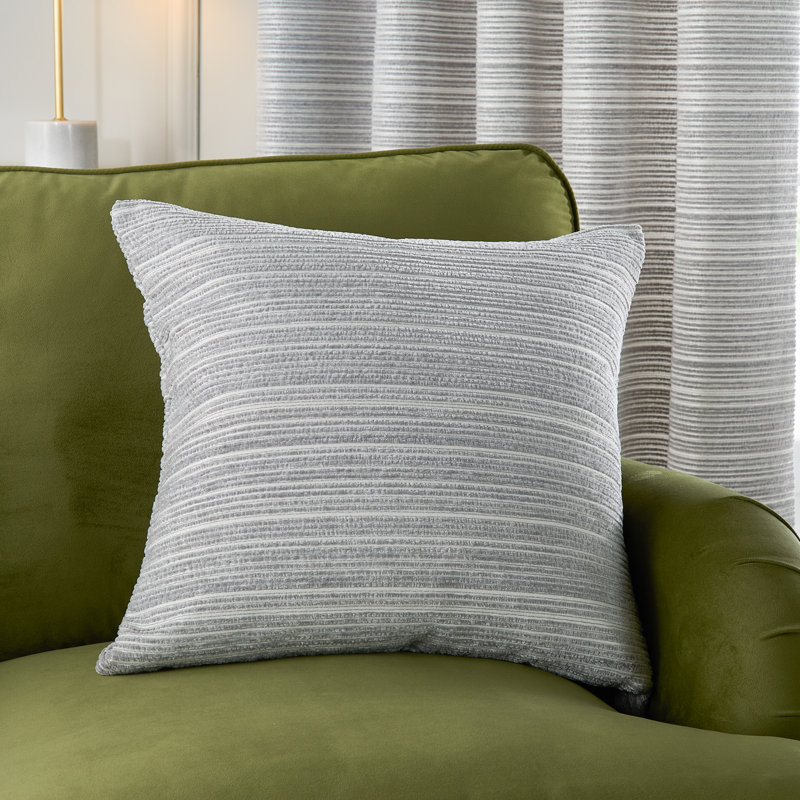 Jupiter Striped Square Cushion, Silver, Pillow Cover Only - No Insert