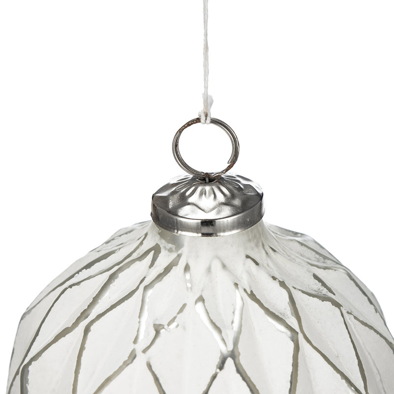 White and Silver Mercury Glass Diamond Onion Ornament Set