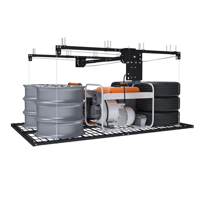 Support de rangement pour garage motorisé 4 pi 8 pi avec télécommande pour plafonds hauts