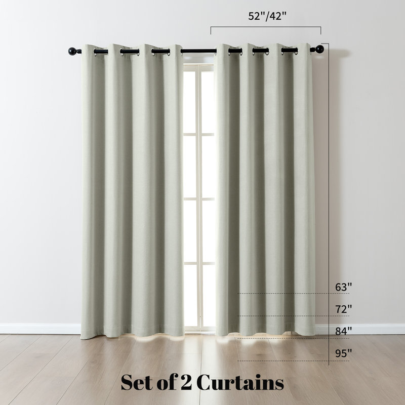 Blackout Magnetic Curtains(Set of 2), 52" W x 72" L, Medium Gray