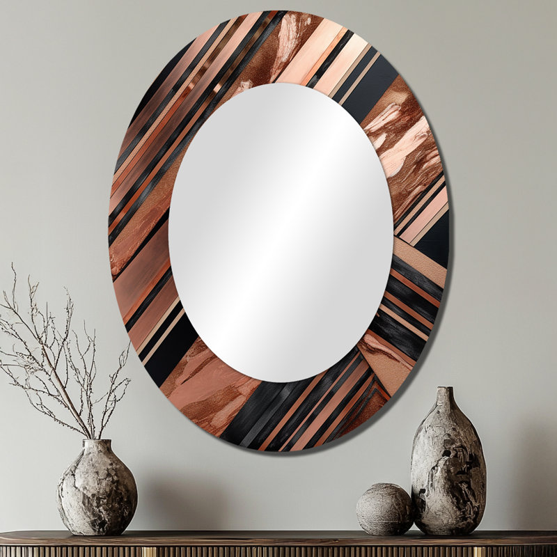 Miroir mural ovale sur métal doré, 40 po x 30 po