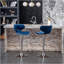 Masaccio Velvet Upholstered Adjustable Swivel Barstool, Set Of 2, Blue-43166714
