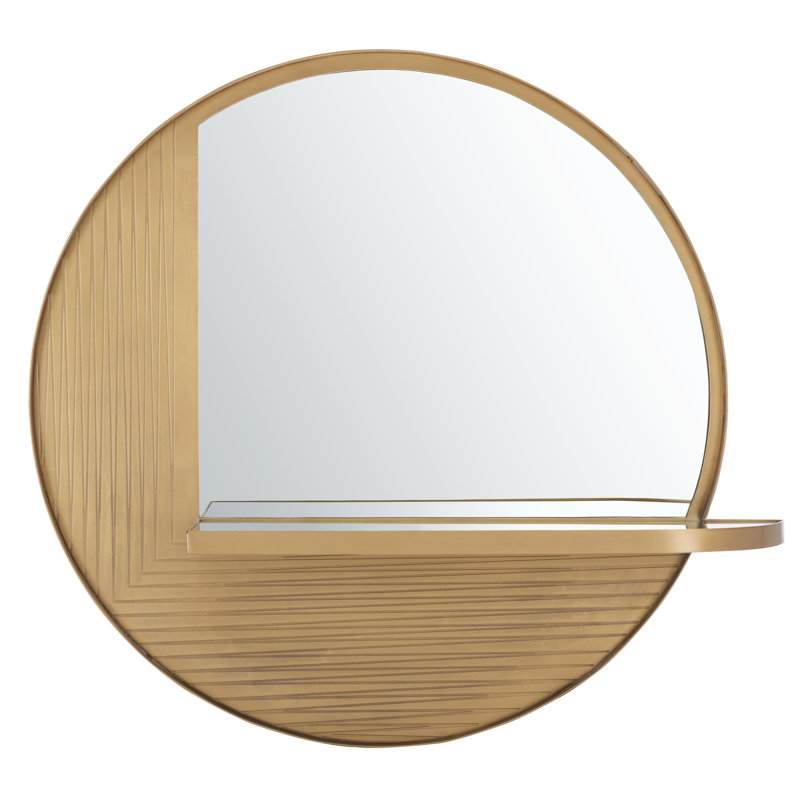 Pugh Metal Circle Mirror with Shelves