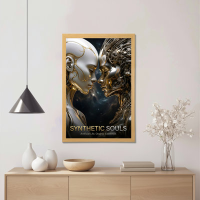 Synthetic Souls Futuristic Robot And Alien Faces Canvas Wrapped Wall Art Oil Painting Print Set Of 1