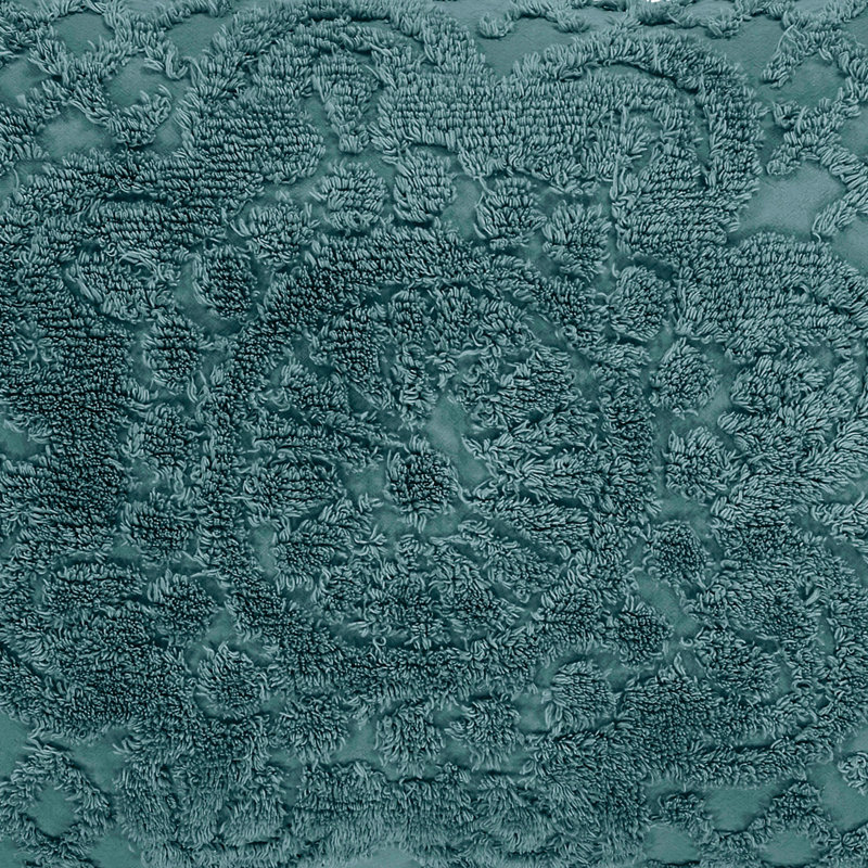 Ensemble de couvre-lit en chenille Trevor pour lit simple, ensemble de couvre-lit médaillon 100% coton avec 1 taie décorative standard, literie traditionnelle héritage texturée, confort toutes saisons doux et respirant, certifié OEKO-TEX, bleu sarcelle
