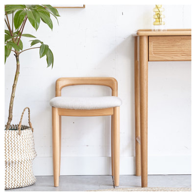 Tabouret de coiffeuse en bois massif naturel, banc de maquillage carré avec bords doux pour la chambre à coucher ou la salle à manger