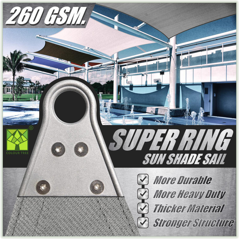 Green High-Density Polyethylene Triangle Shade Sail with Stainless Steel Rings