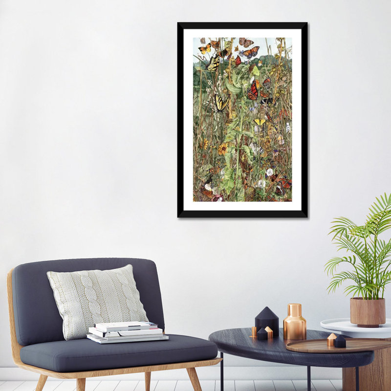 " Late Summer " by Maggie Vandewalle, 32" H x 24" W x 1" D, White, Black Framed Paper