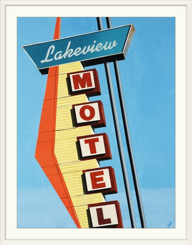 Brittnea «Lakeview Village», Clayton Rabo, impression, Cadre blanc, H 32 po x l 26 po x P 1 po