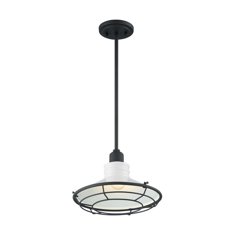 Parkdale 1 - Light Lantern Pendant, Gloss White/Black Accents, 8.13" H x 12" W x 12" D
