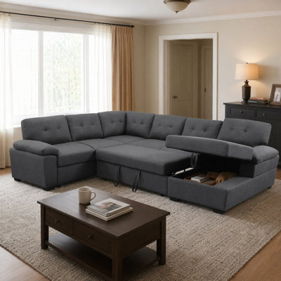 Upholstered Sectional Sleeper Sofa & Chaise