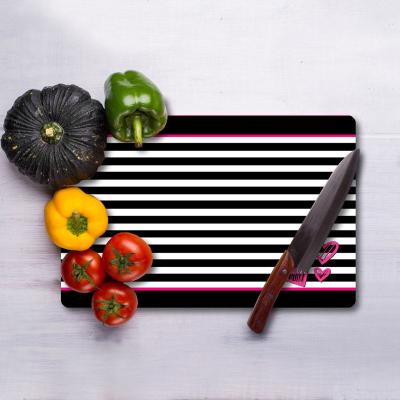 Planche à découper en verre trempé de qualité supérieure Flourish, 9,8 x 13,8 pouces | Pieds en silicone 100% antibactériens, faciles à nettoyer et antidérapants | Cuisine durable indispensable pour une préparation sécuritaire des aliments, design élégant et fonctionnel