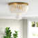 Blaise 3-Light 13.75"W White Solid Wood+Brushed Gold Metal Dimmable Flush Mount