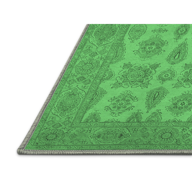 Tapis vert émeraude de style Mid-Century moderne 1008, Tapis de couloir 2 pi x 5 pi