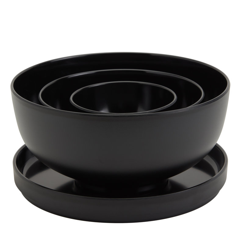 Ensemble de 4 bols en mélamine avec plaque / couvercle INFUSE, Noir