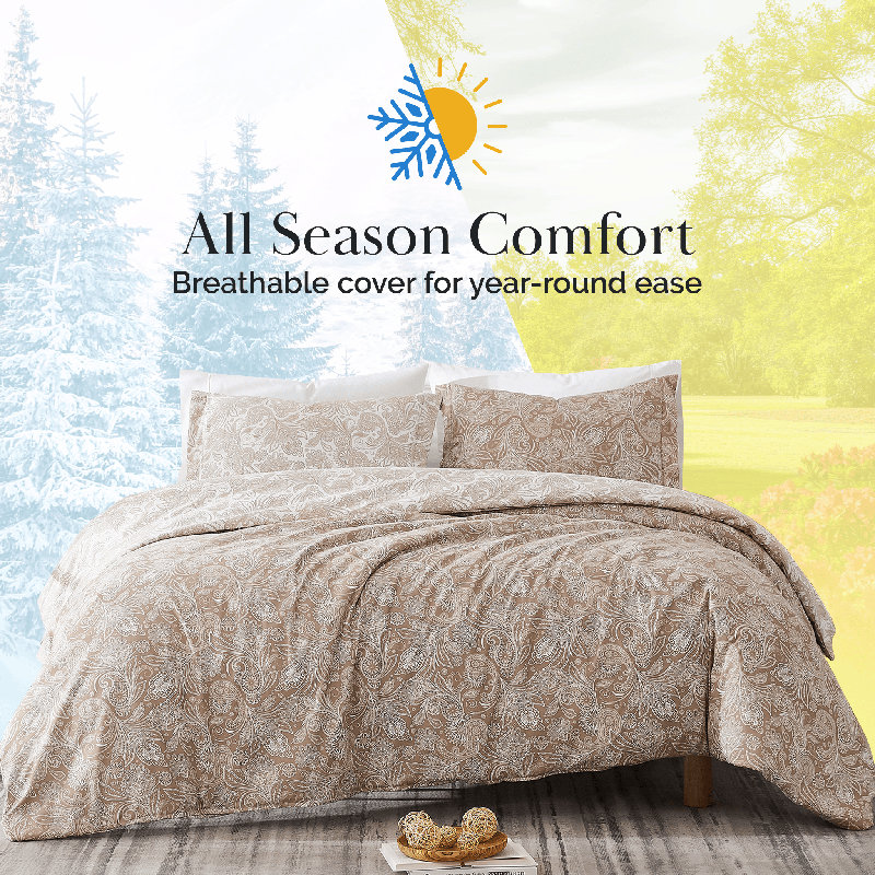 Ensemble d'édredon en microfibre 3 pièces , Brun, Édredon double / grand + 2 taies décoratives sta
