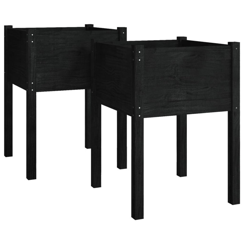 Alastar Wood Elevated Planter, 70cm H x 50cm W x 50cm D, Black