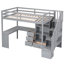 Lit mezzanine fonctionnel avec bureau en L intégré, tiroirs, armoire et escalier de rangement pour une utilisation optimale de l'espace et un confort optimal-2073915459