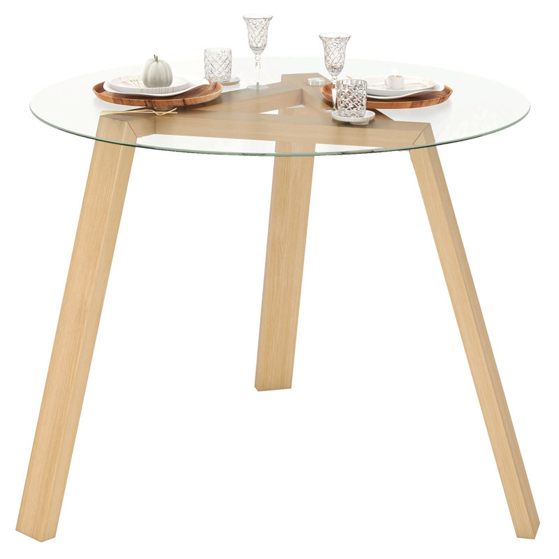 Round Dining Table with Wood Base