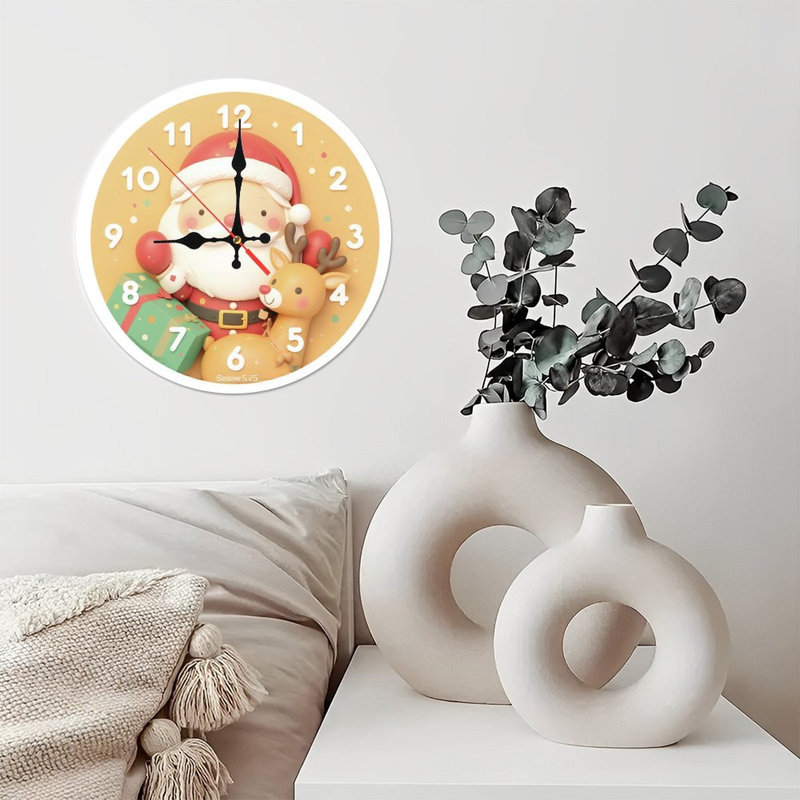 Noël-Père Noël-renne-cadeau-horloge