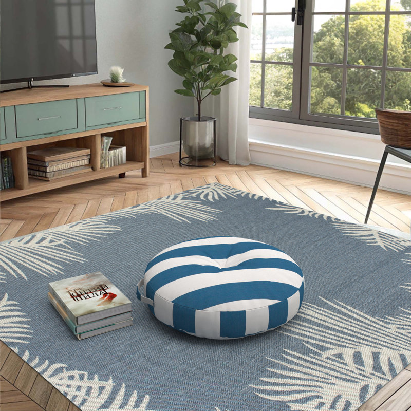 Housse de coussin circulaire avec insert Sunbrella, Cabana Regatta rayé, Circulaire 22 po