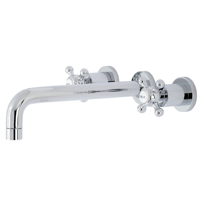 Kingston Brass Metropolitan Two-Handle 3-Hole Wall Mount Roman Tub Faucet, Polished Chrome