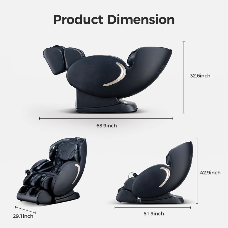 Fauteuil de massage 3D Zero Gravity, fauteuil inclinable de shiatsu complet avec application, Noir