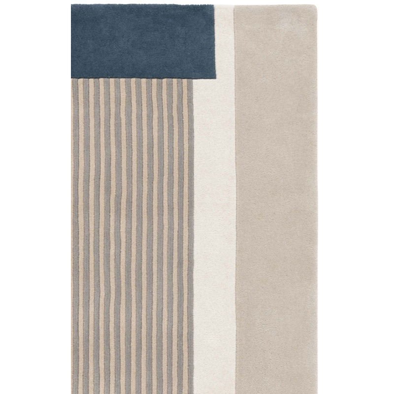 Laine touffetée à la main Rodeo Drive 475; Tapis abstrait en coton bleu / orange, Rectangle 8 pi x 10 pi