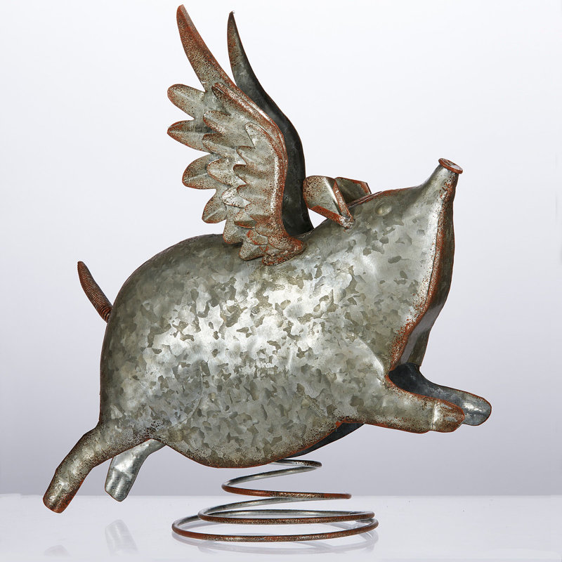 Galvanized Flying Pig 