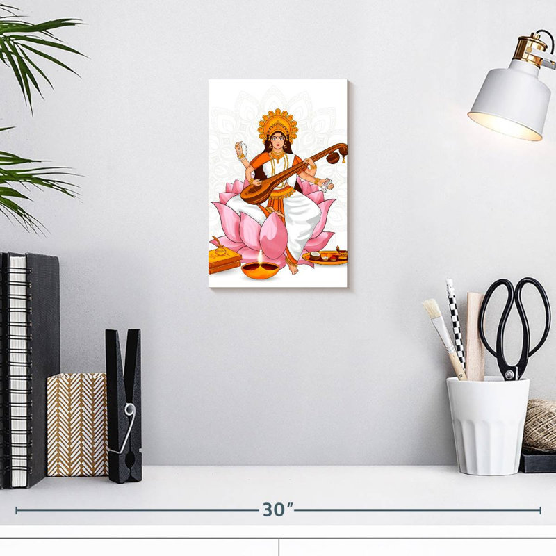 Déesse Adella Saraswati, H 12 po x l 8 po
