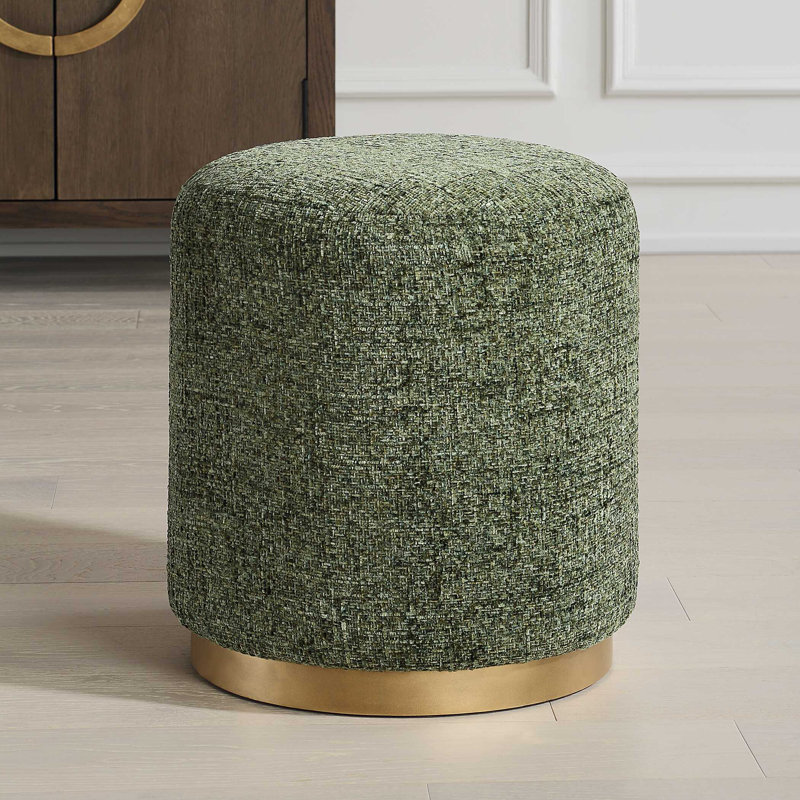 16.5'' Wide Round Ottoman, Green