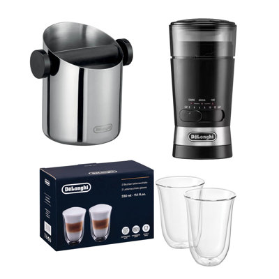 Knock Box, Grinder & Latte Glasses