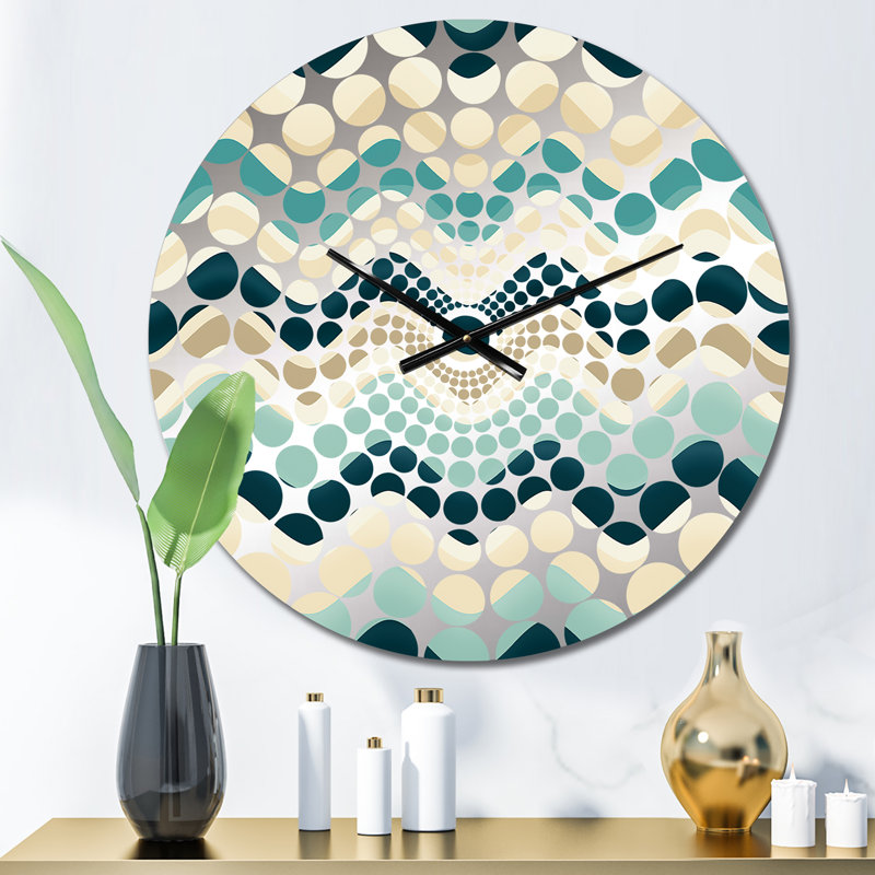 Horloge murale à chevrons beige et bleu, Médium