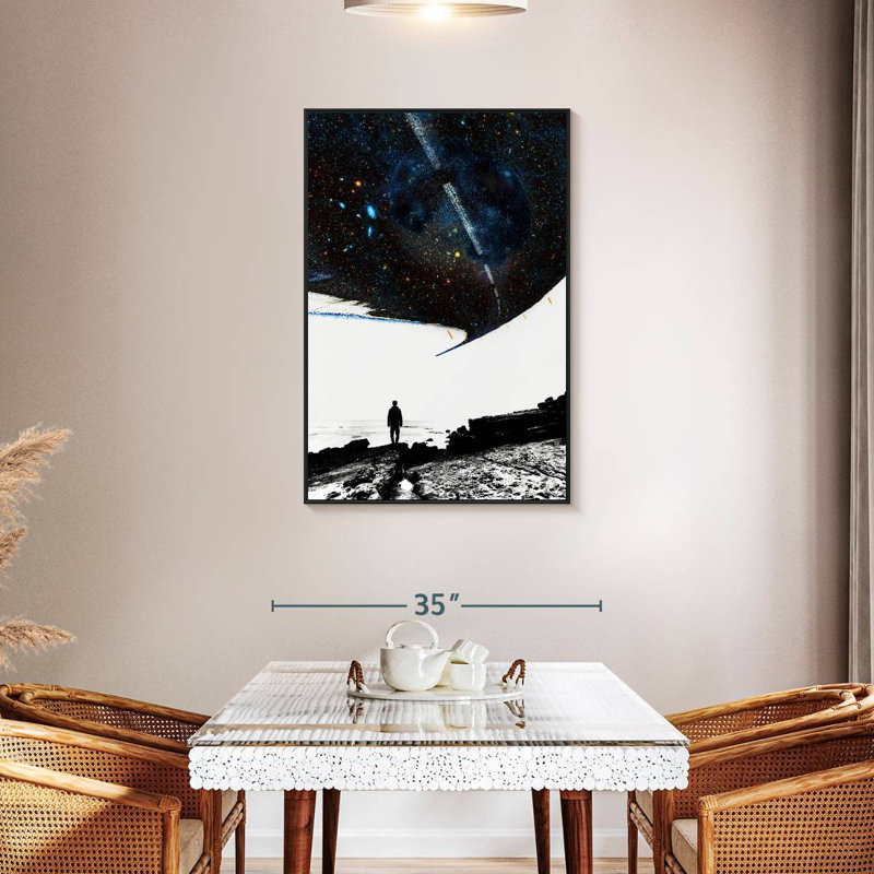 La route la moins fréquentée, Cadre flottant noir, 29 po x 43 po