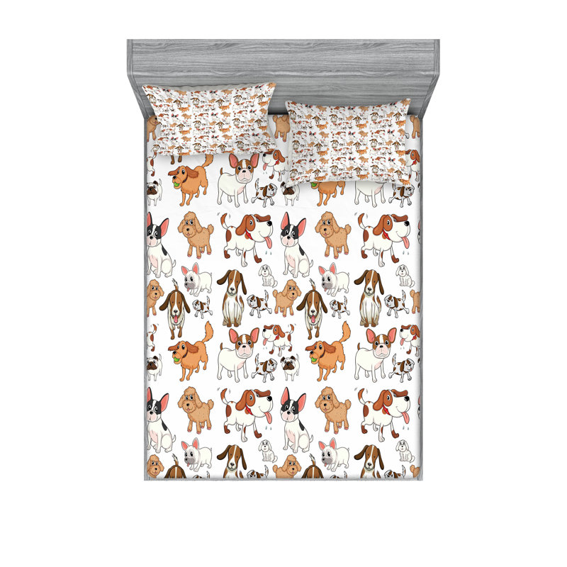Multicolore drap-housse et coussin décoratif Ambesonne, Calking Fitted Sheet Set + 4 Pillow Cases