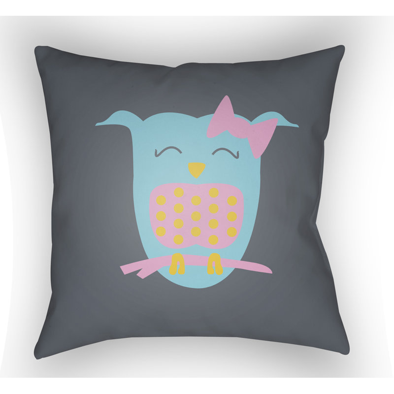 Littles Owl Throw Pillow, 20" H x 20" W x 4" D, Gray