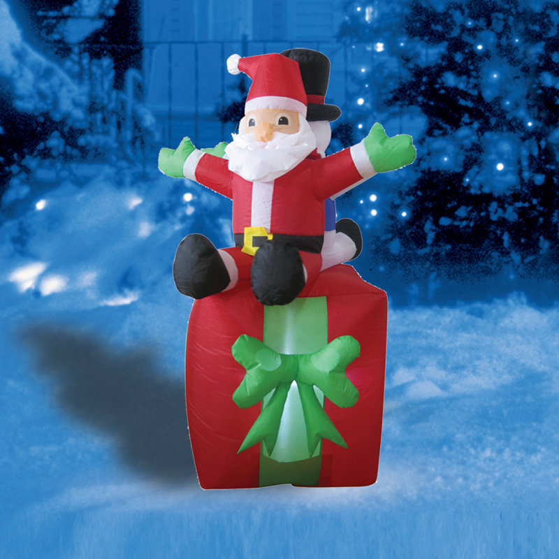 Gonflable Idona BBQ Santa, Boîte-cadeau, Père Noël et bonhomme de neige