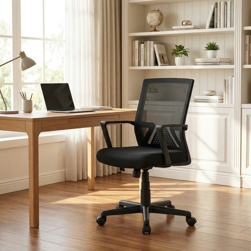 Adjustable Ergonomic Office Desk Chair With Lumbar Support And Rocking Function For Home Office Study Workstation