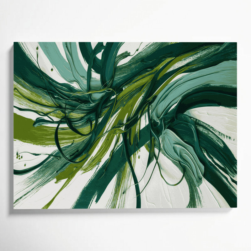 «Lyrical Abstraction 34», art mural sur toile verte, H 11 po x l 14 po