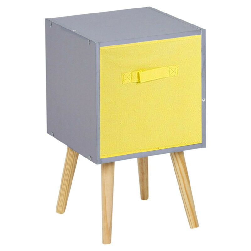 Obannon 51cm H x 30cm W Wood Cube Bookcase, Grey/Yellow/Pine